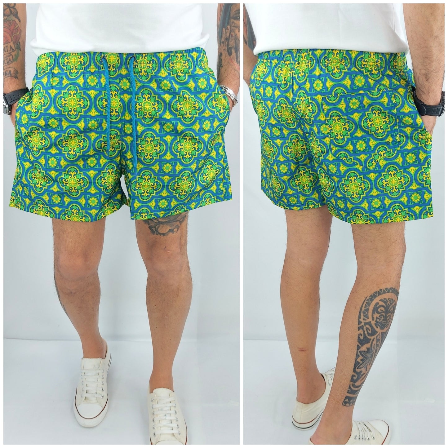 Costume Da Bagno Uomo Mare Sicilia Bermuda Fiori Pantaloncino Corto Boxer Slip